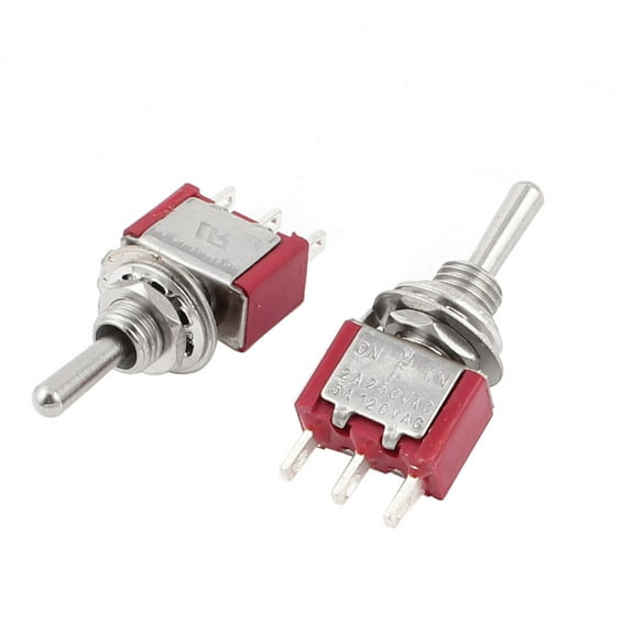 2 Pcs SPDT ON/Off/ON 6mm Thread Toggle Switch 2 Way Return 3 Position
