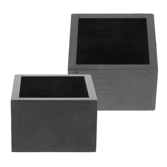 STRANDCHIC Cup Holder Box Wooden Box Black Wood 2Pcs