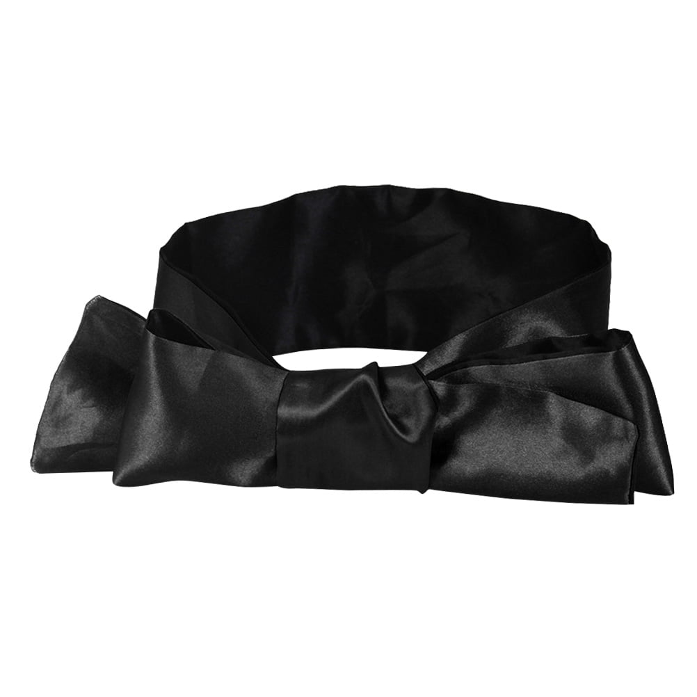 2 Pcs Satin Eye Mask Blindfold Satin Blindfold Eye Mask Band Blinder Comfortable Stage Costume Props Decoration Masks (Black)