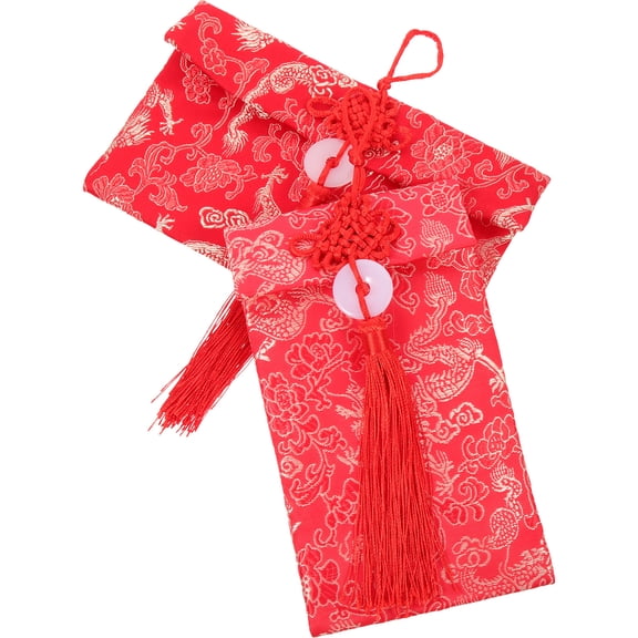 ifundom 2pcs Red Fabric Pouches for Lunar New Year Spring Festival Envelopes, Chinese Style for Special Occasions and Celebrations