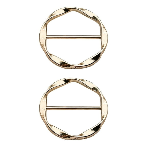 2 Pcs Scarf Ring and Slides for Scarves, Scarf Rings Clip Pin T Shirt Ties Clips for Women, Metal Gold Silver Round Circle Waist Clip Scarf Buckle Tshirt Clip Tightener for Loose Clothes Accessories