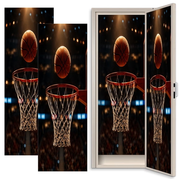 2 Pcs School Locker Magnetic Wallpaper 12" x 36" Basketball hoop net ball side Reusable Removable Locker Accessories Back to School Supplies