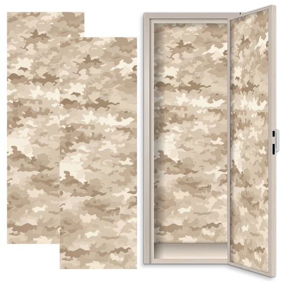 2 Pcs School Locker Magnetic Wallpaper 12" x 36" Desert Camouflage Beige Sand Tones Abstract Military woodland Reusable Removable Locker Accessories Back to School Supplies