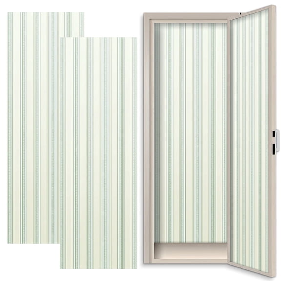2 Pcs School Locker Magnetic Wallpaper 12" x 36" Green stripes Seamless pixel stripe light sage green white Reusable Removable Locker Accessories Back to School Supplies