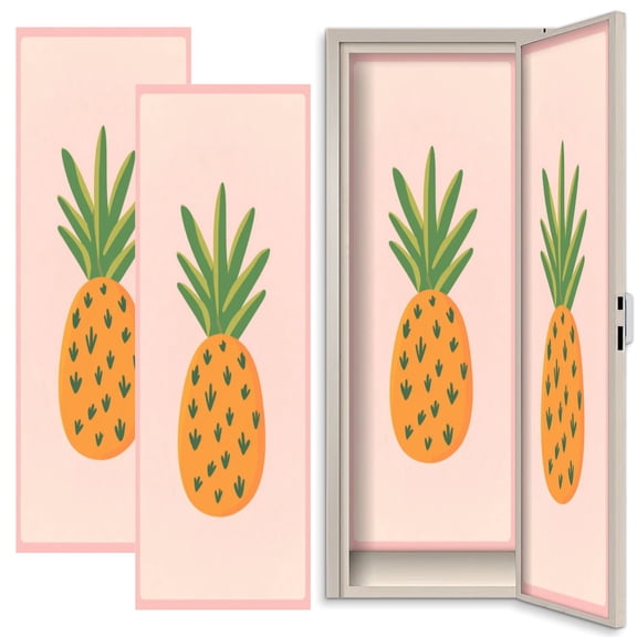 2 Pcs School Locker Magnetic Wallpaper 12" x 36" Pineapple Flat Soft Pink Border Reusable Removable Locker Accessories Back to School Supplies