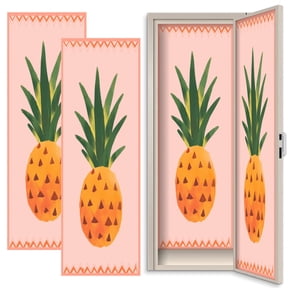 2 Pcs School Locker Magnetic Wallpaper 12" x 36" Pineapple Tropical Pink Geometric Border Reusable Removable Locker Accessories Back to School Supplies