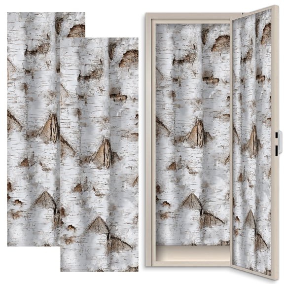 2 Pcs School Locker Magnetic Wallpaper 12" x 36" Rustic Forest White Birch Tree Bark Natural Rustic Details Reusable Removable Locker Accessories Back to School Supplies
