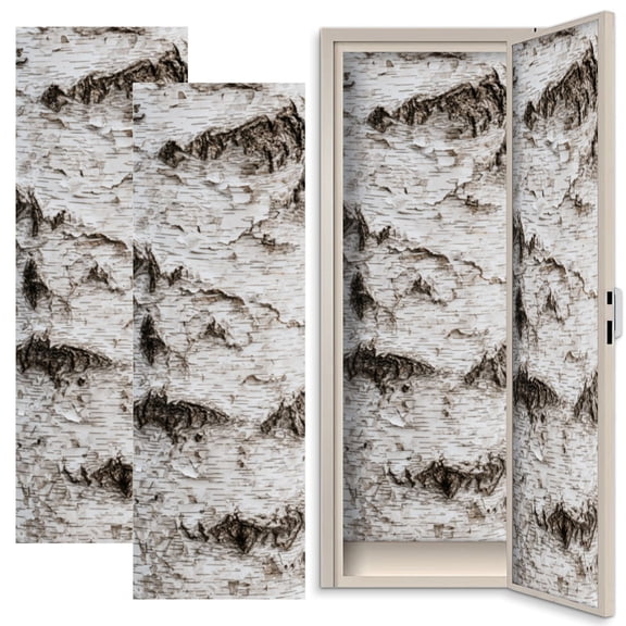 2 Pcs School Locker Magnetic Wallpaper 12" x 36" White Birch Tree Bark Natural Knots Horizontal Lines Reusable Removable Locker Accessories Back to School Supplies