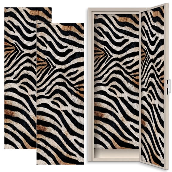 2 Pcs School Locker Magnetic Wallpaper 12" x 36" seamless zebra skin hand drawn Reusable Removable Locker Accessories Back to School Supplies