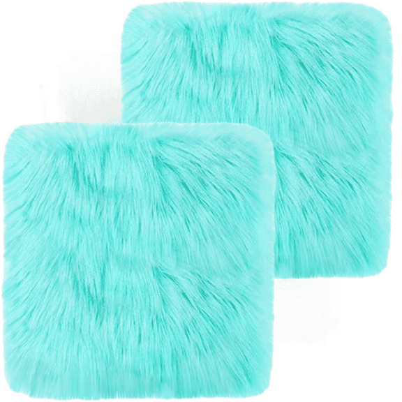 2 Pcs School Locker Rugs, 12" x 12" Mini Locker Decorations for Girls, Soft Fluffy Area Carpet with Non Skid Backing for Locker Decor Aesthetic Nail Photography Back to School Gift(Blue)