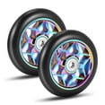 thumbnail image 1 of 2 Pcs Scooter Accessories 110mm Scooter Wheels Colorful Pu Wheels Thick Stunt Car Wheels with Bearings(Black), 1 of 5