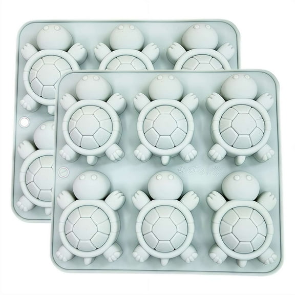 2 Pcs Sea Turtle Silicone Mold, Turtle Ice Cube Tray 6-Cavity Design Candy Fondant Mold, Chocolate Making Mould for Desserts DIY Baking Cake Decoration