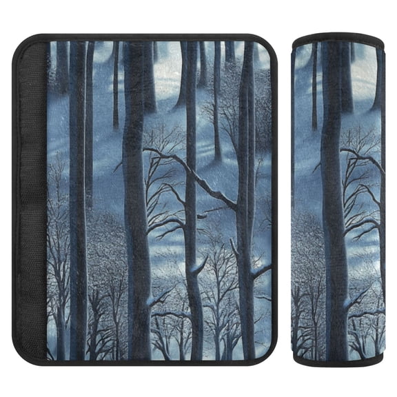 2 Pcs Seat Belt Cover Pad for Car Soft Flannel Car Seat Belt Shoulder Cover with All Cars and Backpack 10*7.7 Inch Forest Of Trees