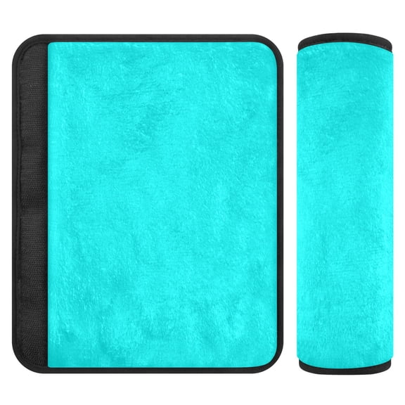 2 Pcs Seat Belt Cover Pad for Car Soft Flannel Car Seat Belt Shoulder Cover with All Cars and Backpack 6.5*6.5 Inch Cyan Color