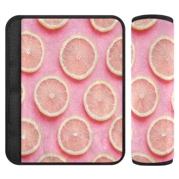 2 Pcs Seat Belt Cover Pad for Car Soft Flannel Car Seat Belt Shoulder Cover with All Cars and Backpack 6.5*6.5 Inch Pink Lemon