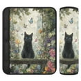 thumbnail image 1 of 2 Pcs Seat Belt Strap Covers Pad for Car Soft Flannel Car Seat Belt Shoulder for All Cars Black Cat on A Swing, 1 of 8
