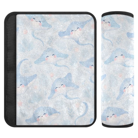 2 Pcs Seat Belt Strap Covers Pad for Car Soft Flannel Car Seat Belt Shoulder for All Cars Cute Stingray Pattern