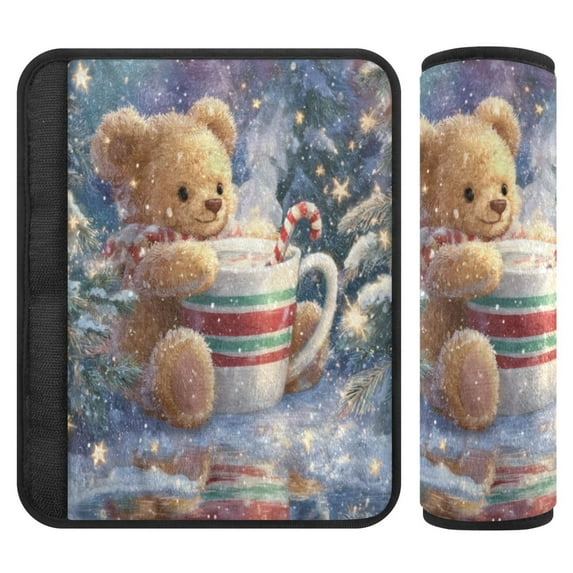 2 Pcs Seat Belt Strap Covers Pad for Car Soft Flannel Car Seat Belt Shoulder for All Cars Giant Cute Bear