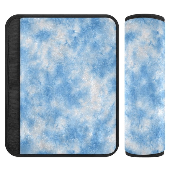 2 Pcs Seat Belt Strap Covers Pad for Car Soft Flannel Car Seat Belt Shoulder for All Cars Light Blue Tie-dye Pattern