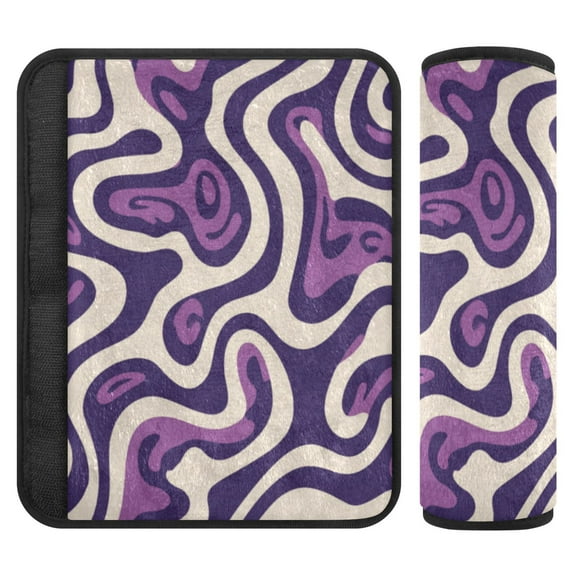 2 Pcs Seat Belt Strap Covers Pad for Car Soft Flannel Car Seat Belt Shoulder for All Cars Purple Abstract Artwork Pattern