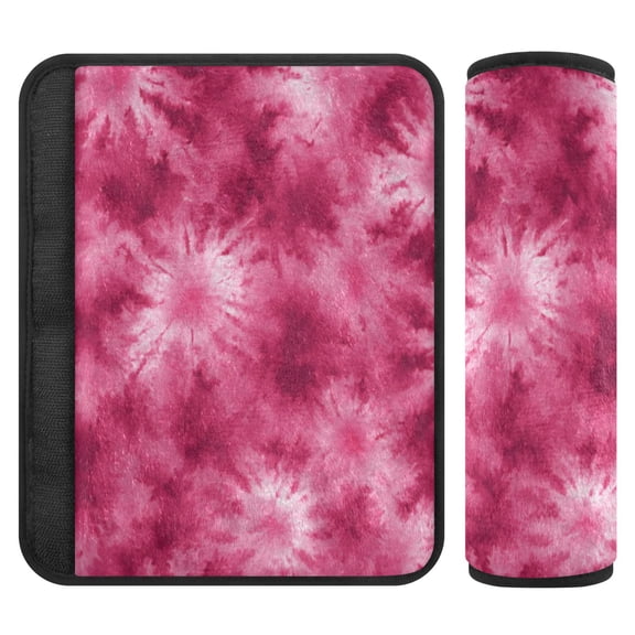2 Pcs Seat Belt Strap Covers Pad for Car Soft Flannel Car Seat Belt Shoulder for All Cars Rose Red Tie-dye Pattern