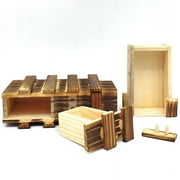 INTRANS 2 Pcs Secret Puzzle Box for Adults Puzzle Boxes with Compartments Secret Puzzle Drawer Wooden Box Game for Adults and Teens (Classic Style)