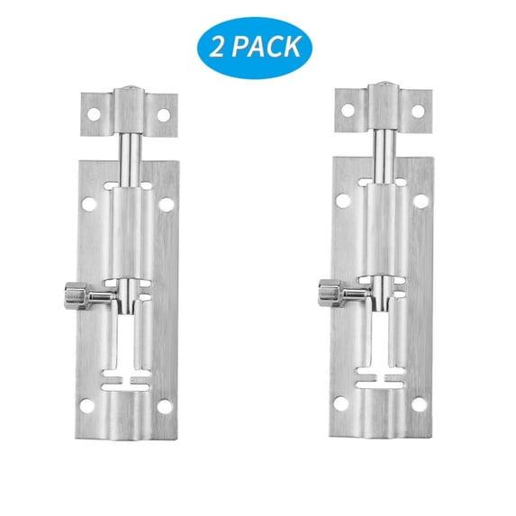 2 Pcs Security Slide Bolt Latch Lock, Stainless Steel Barrel Bolt, Multi‑Direction Installation Slide Latch with Hardware Screws for Home Door, Window, Cabinet, Fence and Shed Use