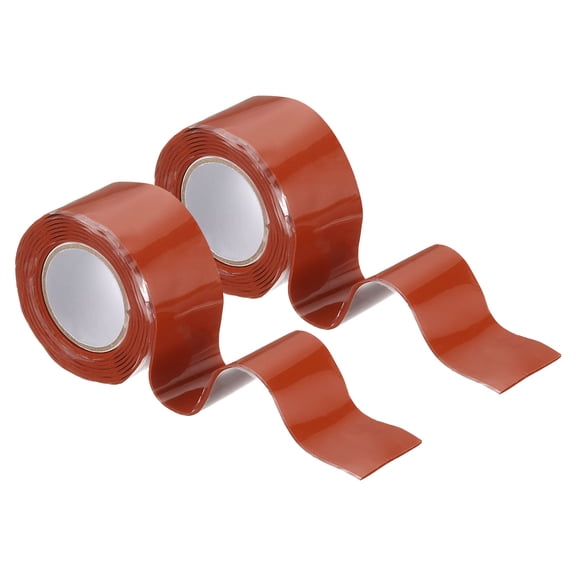 2 Pcs Self Fusing Silicone Tape, 1" x 3ft Silicone Sealing Tape for Handles Plumb Hose Pipe Leaks, Red (0.5mm Thick)