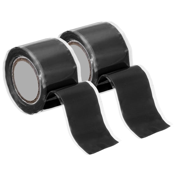 2 Pcs Self Fusing Silicone Tape, 1" x 5ft Silicone Sealing Tape Plumbing Pipe Repair Tape for Handles Plumb Hose Pipe Leaks, Black