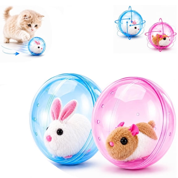 2 Pcs Self-Rolling Interactive Cat Ball Toy, Magic Ball Cat Toy for Indoor Cats, Automatic Moving Rolling Cat Toy Herding Ball for Dogs