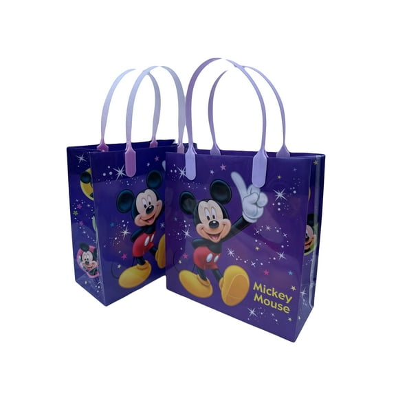 2 Pcs Semi-clear Mickey Gift Bag - Purple Mickey Mouse Reusable PVC Bag With Handle
