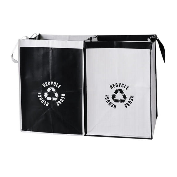 2 Pcs Separate Recycling Waste Bags,Recycle Waste Bag for Kitchen Home,Recycling Organizer,Reusable Recycling Bags,Indoor Recycling Trash Sorting Organizer,Reusable And Waterproof,(B,12x12x17 in)