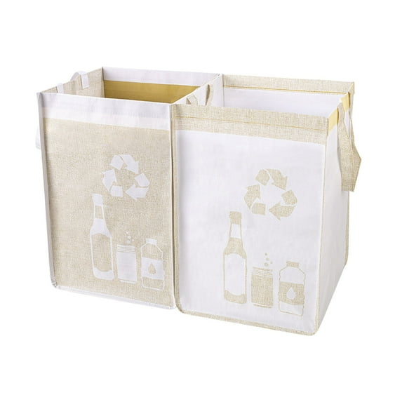2 Pcs Separate Recycling Waste Bags,Recycle Waste Bag for Kitchen Home,Recycling Organizer,Reusable Recycling Bags,Indoor Recycling Trash Sorting Organizer,Reusable And Waterproof,(D,12x12x17 in)