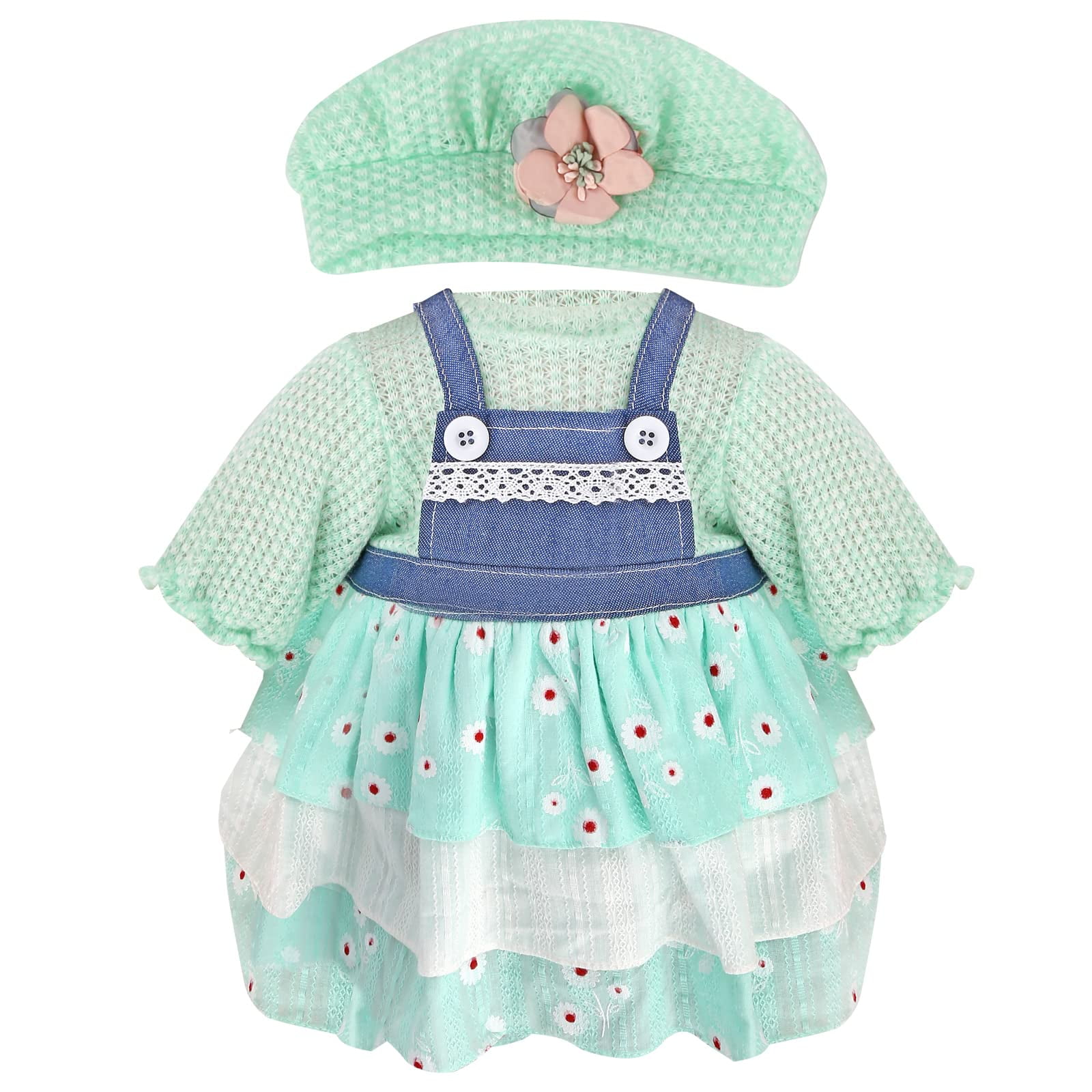 2 Pcs Set Baby Reborn Doll Clothes 22 Inch Doll Accessories Green