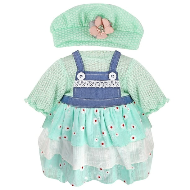 2 Pcs Set Baby Reborn Doll Clothes 22 Inch Doll Accessories Green Outfit for 2022 inch Reborn