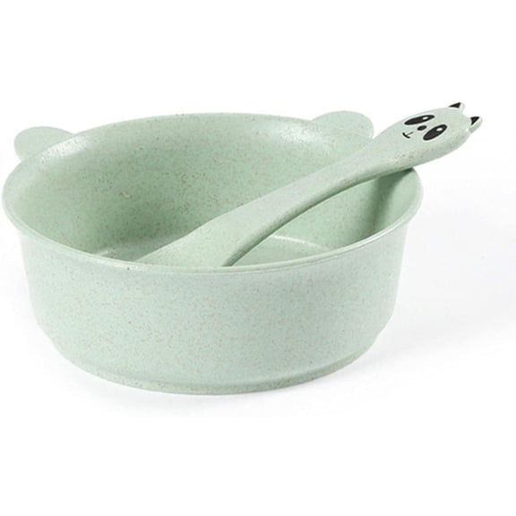 2 Pcs/Set Baby Tableware Feeding Dinnerware Set, Cartoon Panda Big Ear Rabbit Training Bowl