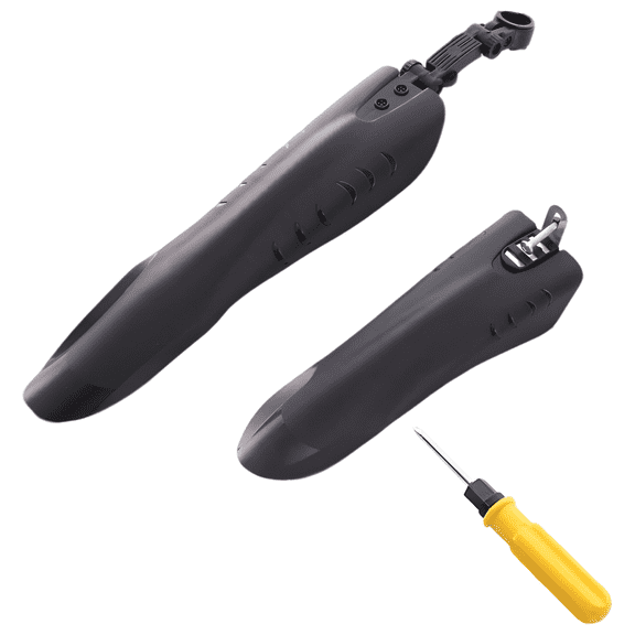 2 Pcs Set Bike Mudguards, 20-26 Inch / 50-66 cm Universal MTB Mudguard with Front Adjustable and Rear Mudguards, Extended Widened Splash Guard with Screwdriver, Black