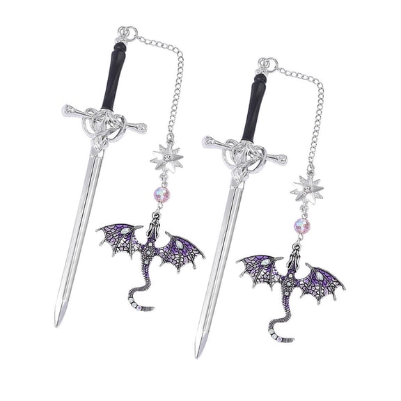 2 Pcs/Set Book Markers Metal Reading Bookmarks Dragon Swords Page Markers Fantasy Dragon Bookmarks for Book Lovers