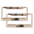 thumbnail image 1 of 2 Pcs Set Brown Bear with American Flag License Plate Cover American Flag Stars Auto Car Accessories Tag Metal 2 Holes for US Standard Vehicles for Women Men, 1 of 6