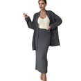 thumbnail image 1 of 2 Pcs/Set Cardigan Sweater Coat Skirt Set Mid Length Loose Long Sleeve Knitted Jacket High Waist Slim Fit Midi Skirt Fall Winter Dating Commuting Outfit, 1 of 7