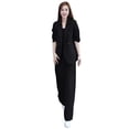 thumbnail image 1 of 2 Pcs/Set Lady Formal Coat Pants Set Long Sleeves Double Buttons Cardigan Mid Length Jacket Loose Straight Wide Leg High Waist Trousers Formal Business Commuting Outfit, 1 of 1