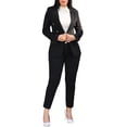 thumbnail image 1 of 2 Pcs/Set Lady Formal Coat Pants Set Long Sleeves Double Buttons Tight Waist Cardigan Mid Length Jacket Straight High Waist Trousers Formal Business Commuting Outfit, 1 of 8