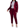 thumbnail image 1 of 2 Pcs/Set Lady Formal Coat Pants Set Turn-down Collar Double-breasted Long Sleeves Jacket Slim Fit Pure Color Trousers Casual Daily Wear Commuting Outfit, 1 of 8