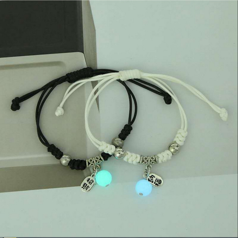 2 Pcs/Set Luminous Couple Bracelet For Women Men Fashion Charm Cartoon