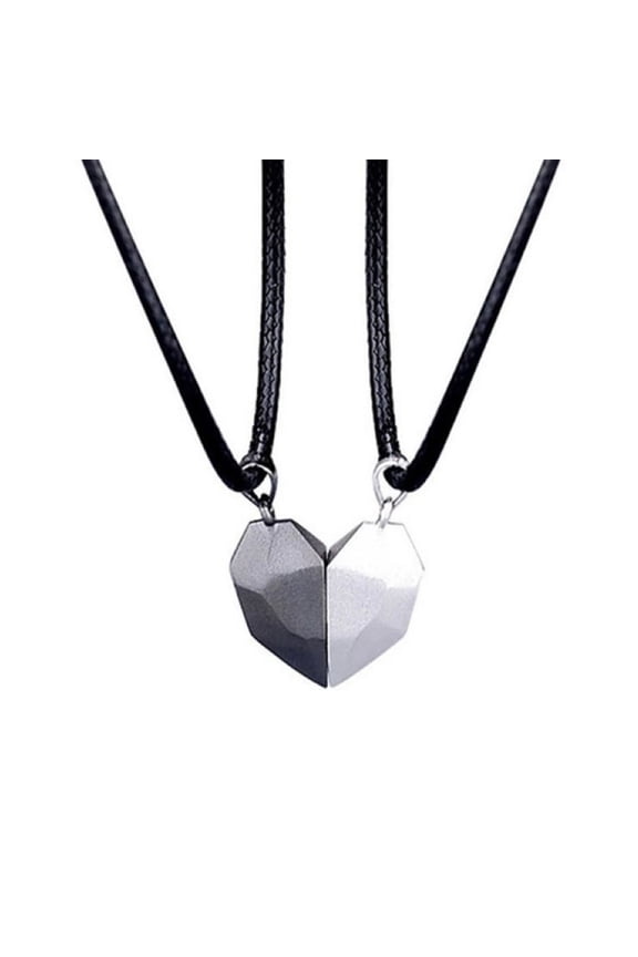 2 Pcs/Set Matching Necklace Magnetic Geometric Creative Unisex Memorial Meaningful His-and-hers Necklace for Couple