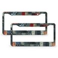 thumbnail image 1 of 2 Pcs Set Patriotic Streaks Parallel Patchwork License Plate Cover USA Patriotic 4th of July Independence Memorial Day Car License Plate Frame Stainless Aluminum 2 Hole for Girl Women Men Vehicles, 1 of 6