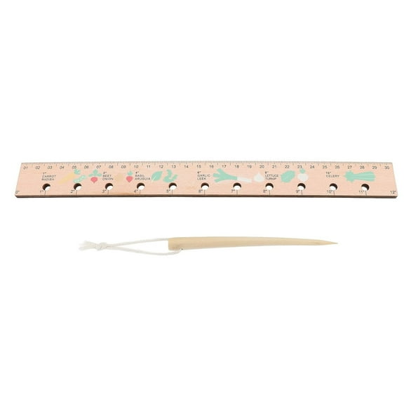 2 Pcs/Set Planting Ruler and Dibber,Seeding Spacing and Interval Ruler Planter Tool,Wooden Planting Ruler with Holes Gardening Tools, Vegetable Garden Ruler Measuring Ruler for Planting