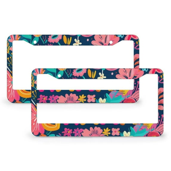 2 Pcs Set Retro Vintage Grammy Best Grammy Ever Floral License Plate Cover Grandma with Watercolor Floral Car Tags Frames Holder Aluminum Metal 2 Holes Car Accessories US Canada Standard