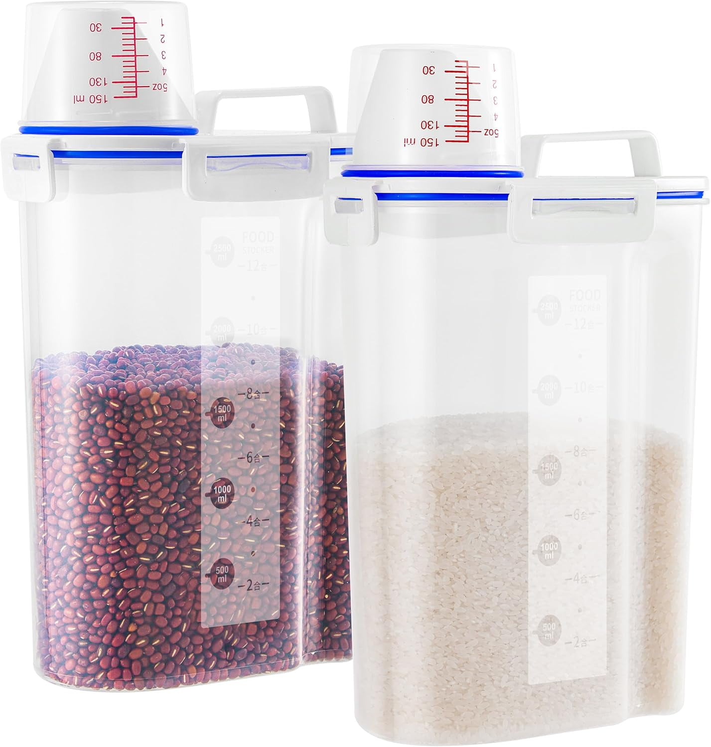 2 Pcs Set Rice Dispenser Storage Containers, 10 Lbs Small Rice Bucket ...