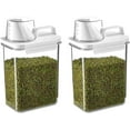 thumbnail image 1 of 2 Pcs Set Rice Dispenser Storage Containers, Small Rice Bucket with Measuring Cup & Pour Spout, Kitchen Plastic Airtight Container for Cereal, Grain, Flour, Sugar, Oatmeal, 1800ml, 1 of 7